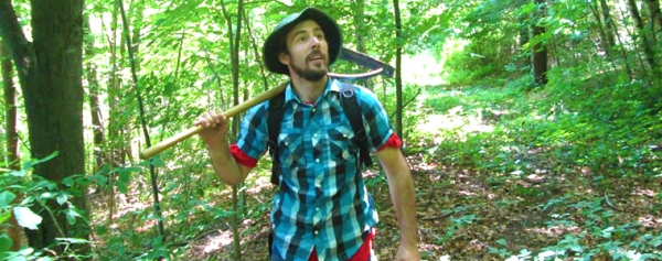 Student intern working in UVM Natural Area