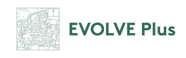 An icon of a famous ramp cartoon. Text: EVOLVE Plus