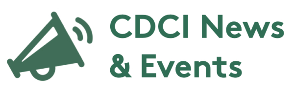 Megaphone icon. Text: CDCI News & Events