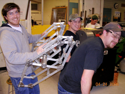 Students testing equipment
