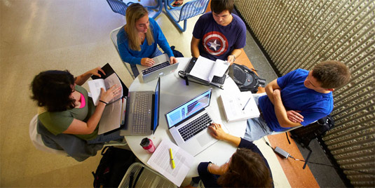student study group seated at a table