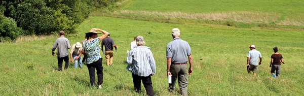 group on a field walk