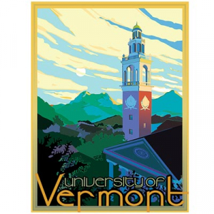 Watercolor UVM Postage stamp