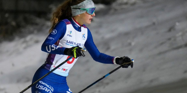 Nordic athlete skiing