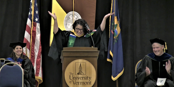Nathaly Agosto Filión speaking at RSENR Graduation Celebration on May 21, 2023