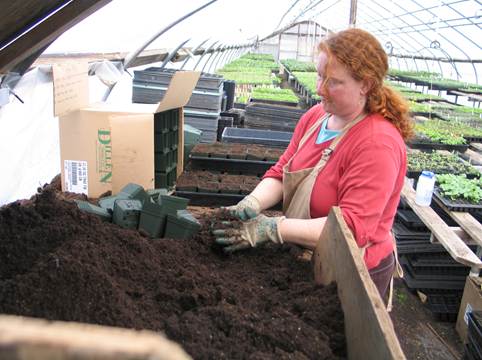 Preparation of soil mixture from fertile compost, humus and vermiculite on  black garbage bag floor in garden. Mixing the soil components for the  preparation of the substrate for transplanting plants. Stock Photo