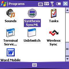 Windows Mobile Programs screen