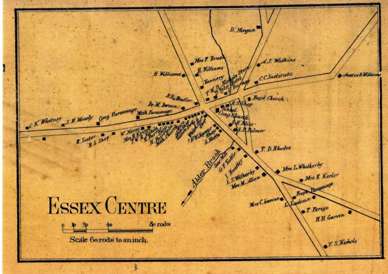 H.F. Walling map of Essex Center, 1857