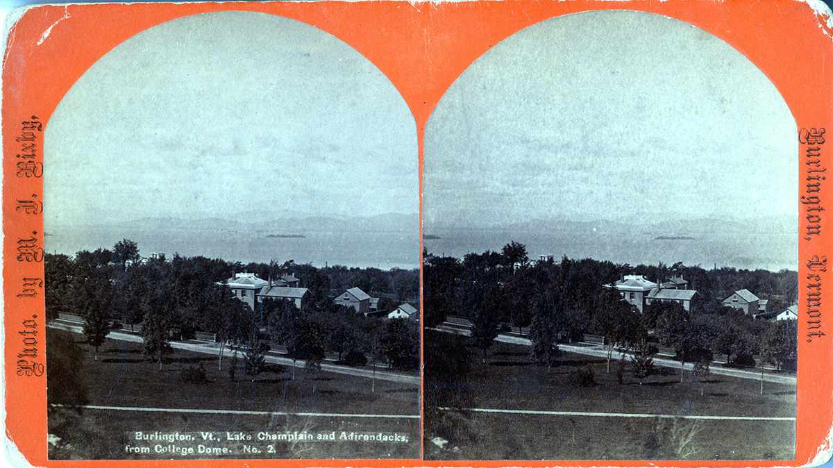 View looking southwest from University of Vermont Old Mill