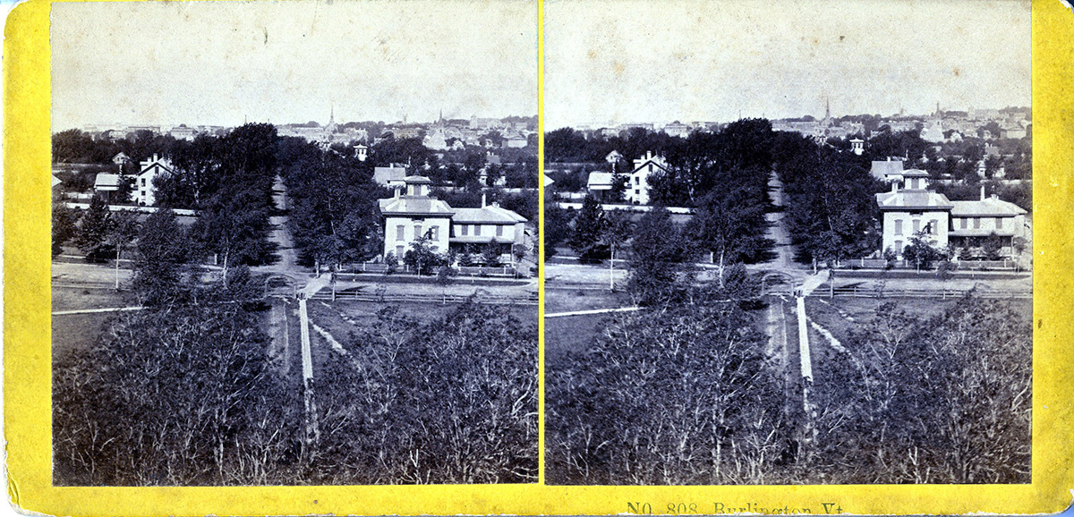 View looking west from University of Vermont Old Mill