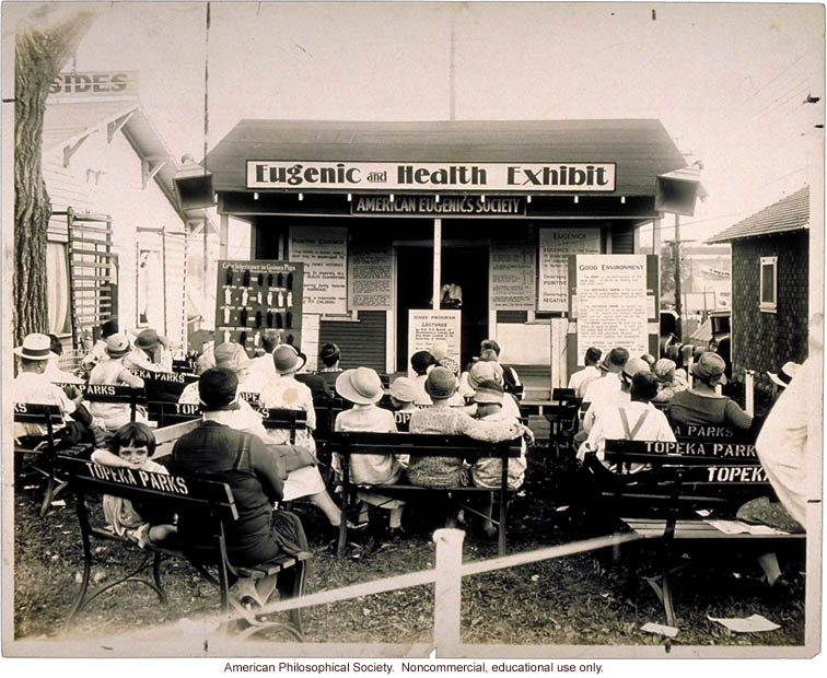 An image of the Fitter Families exhibit and the examination building at the Kansas State Free Fair in Topeka, Kansas.