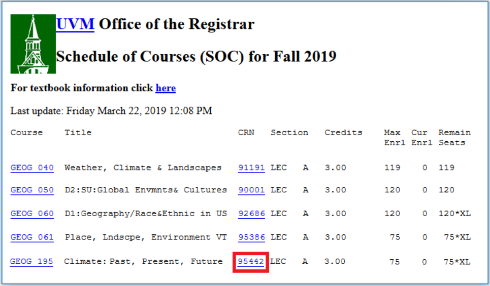 Viewing Expanded Section Descriptions Office of the Registrar The