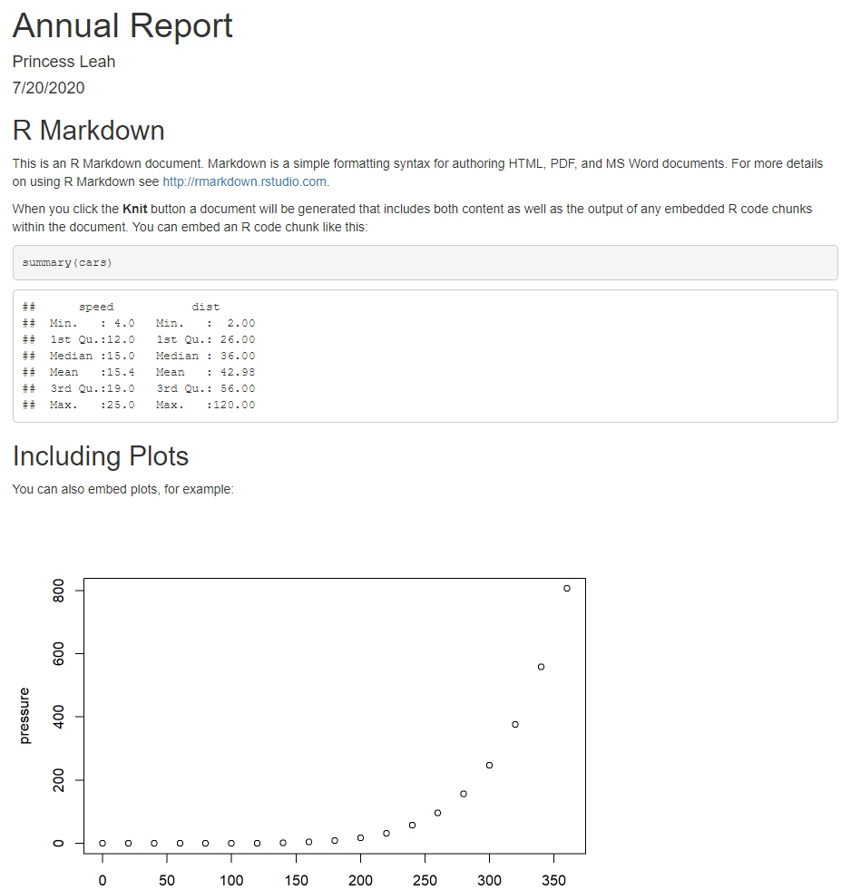 Knitted R markdown example.