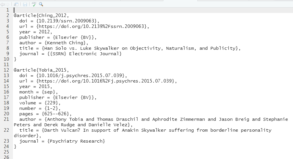 Your references.bib file should have two references.