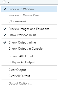 R Markdown settings.