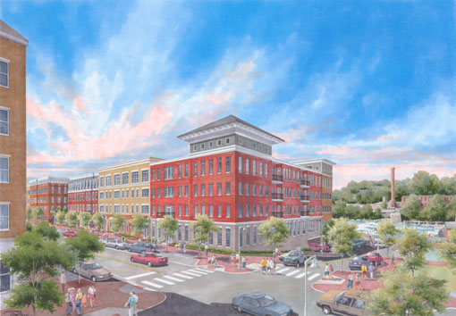 Rendering of Cascades Condominiums in Winooski Falls development