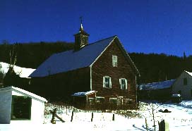 Winter Scene of Late Bank Barn in Strafford, Vermont